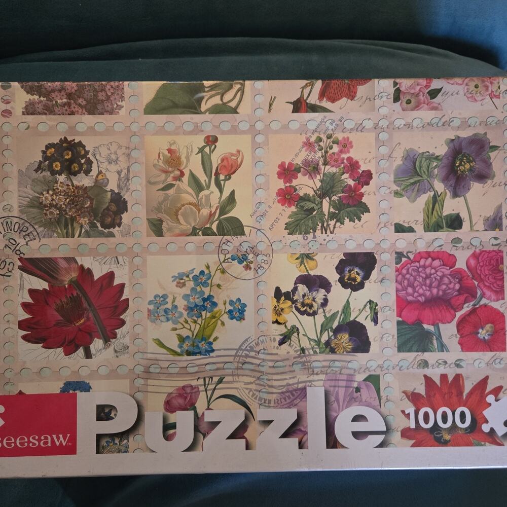 NEW seesaw Flower stamp collection jigsaw puzzle 1000 pieces botanical SEALED BX